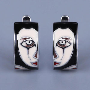 Horror Clown Face Stud Earrings Punk Jewelry Halloween Gift