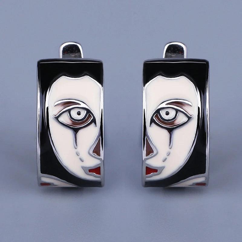 Horror Clown Face Stud Earrings Punk Jewelry Halloween Gift