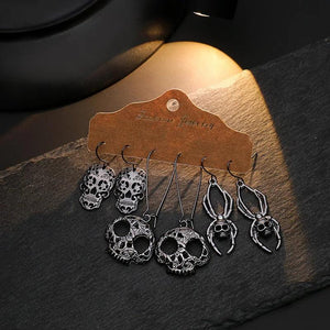 Halloween Skeleton Hoop Earrings Set for Women