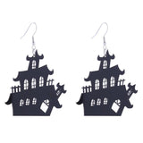 Spooky Pumpkin Cat Web Drop Earrings Gothic Jewelry