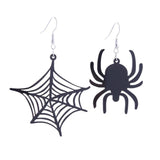 Spooky Pumpkin Cat Web Drop Earrings Gothic Jewelry