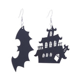 Spooky Pumpkin Cat Web Drop Earrings Gothic Jewelry