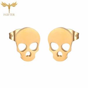 Skull Earrings Stainless Steel Studs 12 Pairs Lot