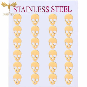 Skull Earrings Stainless Steel Studs 12 Pairs Lot