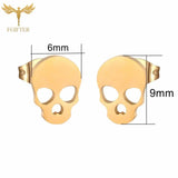 Skull Earrings Stainless Steel Studs 12 Pairs Lot