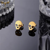 Skull Earrings Stainless Steel Studs 12 Pairs Lot