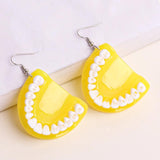 Funny Big False Tooth Pendant Earrings for Women Halloween Acrylic Dentures