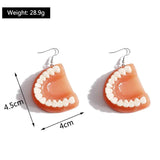 Funny Big False Tooth Pendant Earrings for Women Halloween Acrylic Dentures