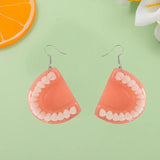 Funny Big False Tooth Pendant Earrings for Women Halloween Acrylic Dentures