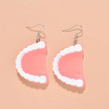 Funny Big False Tooth Pendant Earrings for Women Halloween Acrylic Dentures