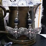 DEATHS HEAD MOTH Goth Earrings, Vintage Charm Moth Earrings