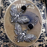 DEATHS HEAD MOTH Goth Earrings, Vintage Charm Moth Earrings