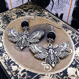 DEATHS HEAD MOTH Goth Earrings, Vintage Charm Moth Earrings