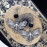 DEATHS HEAD MOTH Goth Earrings, Vintage Charm Moth Earrings
