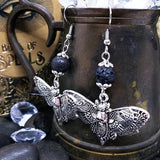 DEATHS HEAD MOTH Goth Earrings, Vintage Charm Moth Earrings