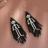 Hand Knit Halloween Beaded Rice Pearl Earrings