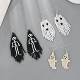 Hand Knit Halloween Beaded Rice Pearl Earrings