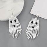 Hand Knit Halloween Beaded Rice Pearl Earrings