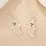 Hand Knit Halloween Beaded Rice Pearl Earrings
