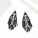 Hand Knit Halloween Beaded Rice Pearl Earrings
