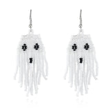 Hand Knit Halloween Beaded Rice Pearl Earrings