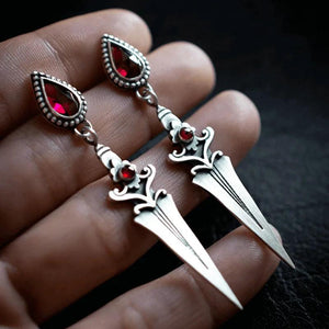 Vintage Jacinth Dagger Tassel Earrings for Women