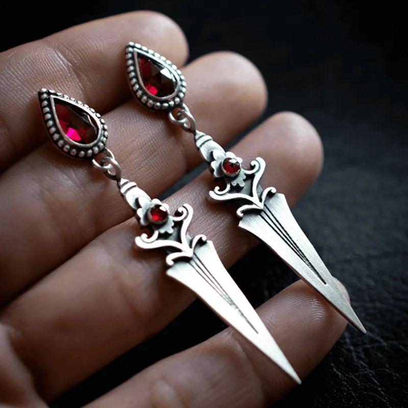Vintage Jacinth Dagger Tassel Earrings for Women