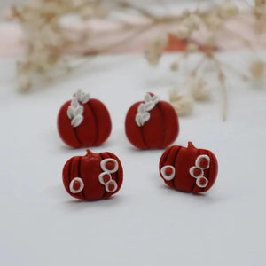 Pumpkin Drop Earrings Thanksgiving Halloween Clay Flower Hat Dangle