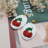 Pumpkin Drop Earrings Thanksgiving Halloween Clay Flower Hat Dangle