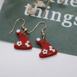 Pumpkin Drop Earrings Thanksgiving Halloween Clay Flower Hat Dangle