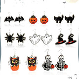 Halloween Party Earrings Woman Bat Death Ghost Pumpkin Skeleton Dangle