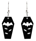 Dark Copper Bat Coffin Earrings Gothic Jewelry