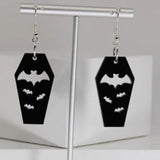 Dark Copper Bat Coffin Earrings Gothic Jewelry