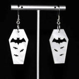 Dark Copper Bat Coffin Earrings Gothic Jewelry