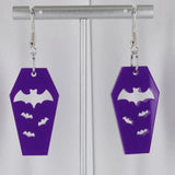 Dark Copper Bat Coffin Earrings Gothic Jewelry