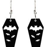 Dark Copper Bat Coffin Earrings Gothic Jewelry
