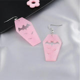 Dark Copper Bat Coffin Earrings Gothic Jewelry