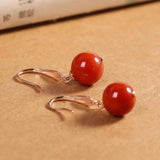 12MM Red Agate Earrings 14K Hook Classic Cultured Accessories