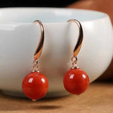 12MM Red Agate Earrings 14K Hook Classic Cultured Accessories