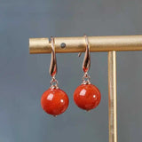 12MM Red Agate Earrings 14K Hook Classic Cultured Accessories