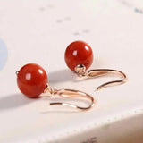12MM Red Agate Earrings 14K Hook Classic Cultured Accessories