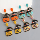Pumpkin Head Halloween Earrings Bohemian Dangle Drop Earrings