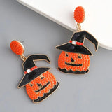 Pumpkin Head Halloween Earrings Bohemian Dangle Drop Earrings