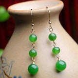 Green Jade Jadeite Gemstone Beads Earrings Mother's Halloween Ear