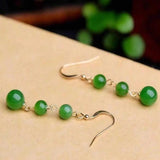 Green Jade Jadeite Gemstone Beads Earrings Mother's Halloween Ear
