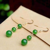 Green Jade Jadeite Gemstone Beads Earrings Mother's Halloween Ear