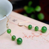 Green Jade Jadeite Gemstone Beads Earrings Mother's Halloween Ear