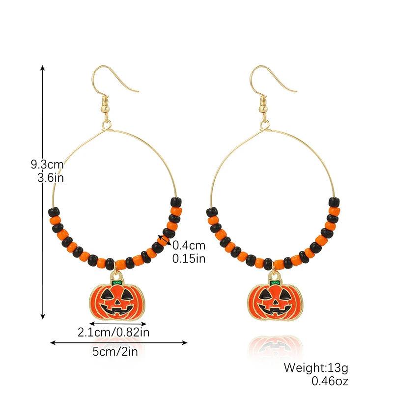Halloween Earrings Set Pumpkin Skeleton Bat Hip Hop Couple Friends Gift