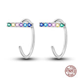 925 Silver Colorful Feather Elf Ear Studs Halloween Jewelry