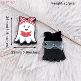 10 Glitter Ghost With Bow Book Halloween Jewelry Accessories For Earrings
